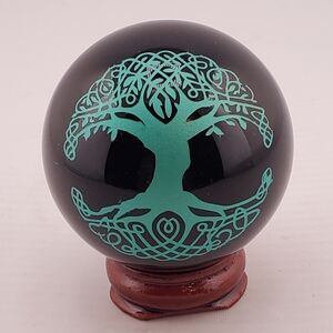 Tree Of Life Obsidian Sphere